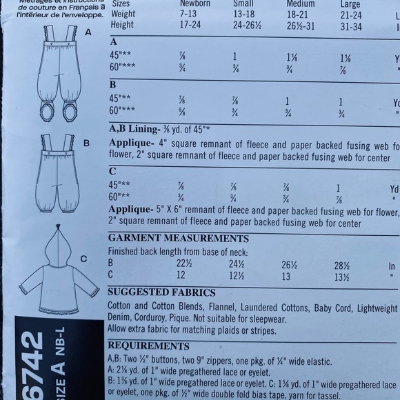 New Look Baby 6742 sewing pattern brand new - Picture 2 of 6